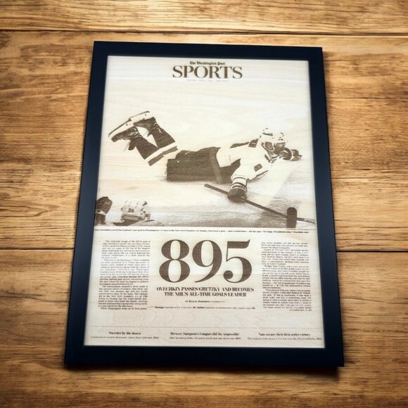 Alexander Ovechkin 895 Goals Wooden Wall Art | Laser Engraved WSJ Article - Picture 3 of 4